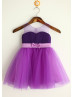 Pleated Chiffon Tulle Knee Length Flower Girl Dress